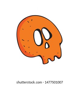 Skull in vector on white background. Vector illustration in simple style, modern design. Jolly Roger, skeleton, human bones. Happy Halloween.