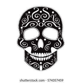 Skull vector ornament black and white