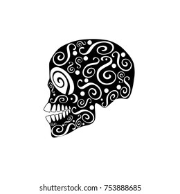 Skull vector with ornament details for fashion, backgrounds, patterns