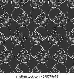 Skull vector pattern. Skull seamless pattern. Skull background. Skull wallpaper. Vector illustration with skulls in EPS10 format. Skull tattoo style background.