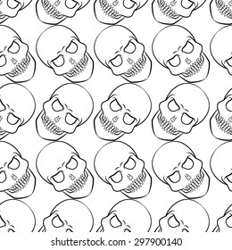 Skull vector pattern. Skull seamless pattern. Skull background. Skull wallpaper. Vector illustration with skulls in EPS10 format. Skull tattoo style background.