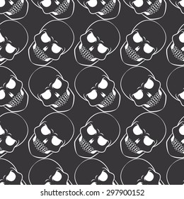 Skull vector pattern. Skull seamless pattern. Skull background. Skull wallpaper. Vector illustration with skulls in EPS10 format. Skull tattoo style background.