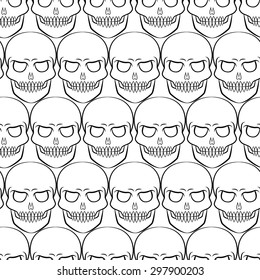 Skull vector pattern. Skull seamless pattern. Skull background. Skull wallpaper. Vector illustration with skulls in EPS10 format. Skull tattoo style background.