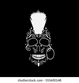 Skull vector punk mohawk icon 