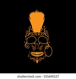 Skull Vector Punk Mohawk Icon 