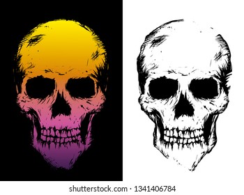 skull vector retro wave print