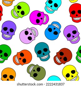 Skull vector seamless colorful pattern