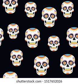 skull vector seamless pattern. Concept for print, web design, cards, textile