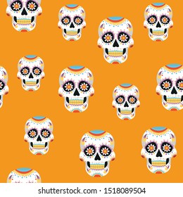 Skull vector seamless pattern. Concept for print, web design, cards, wallpapers
