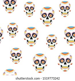 Skull vector seamless pattern. Concept for print, web design, cards, wallpapers