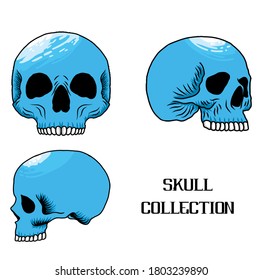 Skull vector, set skull colorful