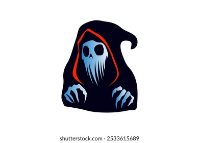 Esqueleto de Halloween de la silueta del Vector del cráneo. disfraz del diseño de la camiseta del emblema de Halloween.