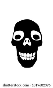 Skull vector silhouette illustration isolated on white background. Human head skeleton part symbol.