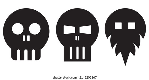 skull vector,
simple and cool silhouette skull illustration latest style cartoon cool symbol logo, suitable for logo and icon design