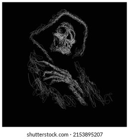 Skull vector sketch illustration, scribble art