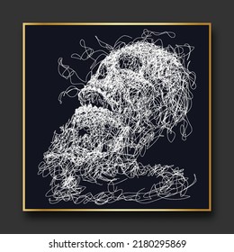 ilustración de skull vector sketch, garabato