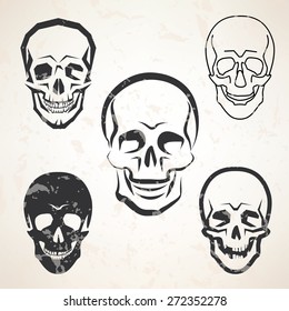 skull vector sketches set in different styles