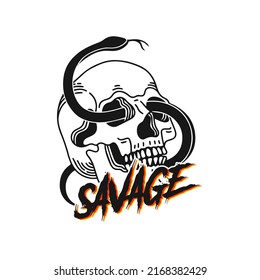 skull vector with snake concept