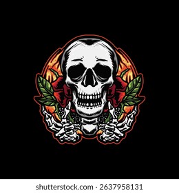 Skull vector street wear design, Mushroom skull, isolated on black background