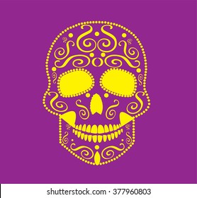 Skull vector violet and yellow