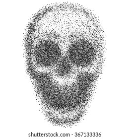 Skull vector.Skull from particles.Abstract skull illustration isolated on white.
