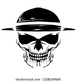 skull vektor using hat silhouette