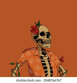 Skull vibes vector illustration, summer holiday