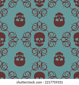 Skull and Victorian pattern. Skulls and royal Background