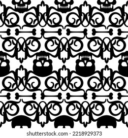 Skull and Victorian pattern. Skulls and royal Background