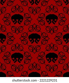 Skull and Victorian pattern. Skulls and royal Background