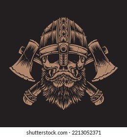 skull viking illustration for clothing merchandise