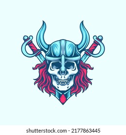 Skull Viking Illustration For Merchandise