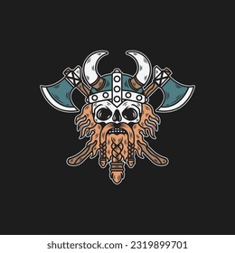 Skull viking tee graphic vectors.