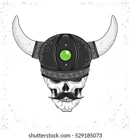 Skull of Viking. Vector illustration