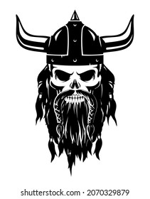 Skull Viking Warrior Head with Beard and Helm