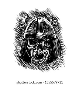 Skull of viking warrior - Vector illustration