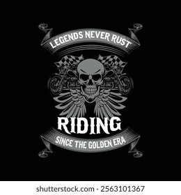 skull vintage bike t shirt design 