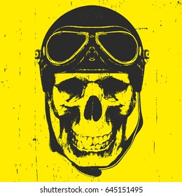 Skull with Vintage Helmet. Vector