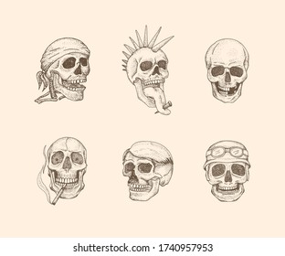 Skull Vintage Illustration with Hand Drawn Style. Suitable for t-shirt, merchandise, logo, tattoo, sticker, patches, badge, and many more.