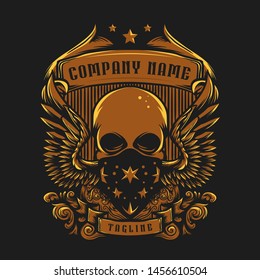 Skull vintage old logo vector