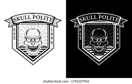 Skull Vintage Retro Badge Label Emblem Logo design inspiration