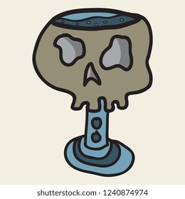 Skull in a vintage retro hand drawn woodcut etched or engraved style