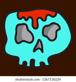 Skull in a vintage retro hand drawn woodcut etched or engraved style