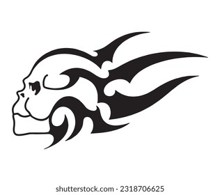 Skull in vintage stule with horns. Vector illustration
