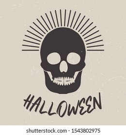 Skull vintage style vector for halloween 2019 illustration decorating. 