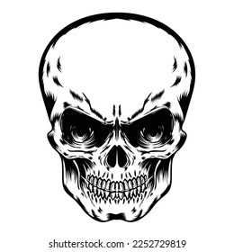 Skull vintage style. Vector illustration.