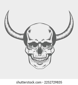 Skull vintage style. Vector illustration.