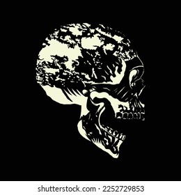 Skull vintage style. Vector illustration.