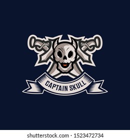 Skull vintage vector logo design template