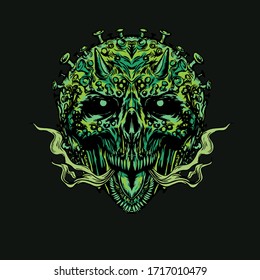 skull virus dark art illustration 
